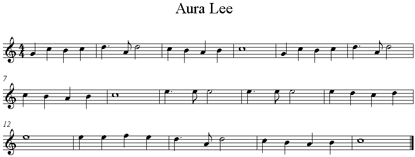 Noten Aura lee für Blockflöte